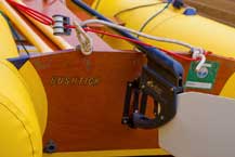 A close-up of the replacement rudder. To put the rudder down you simply raise the tiller. Same action to put it up. A close-up of the replacement rudder. To put the rudder down you simply raise the tiller. Same action to put it up.